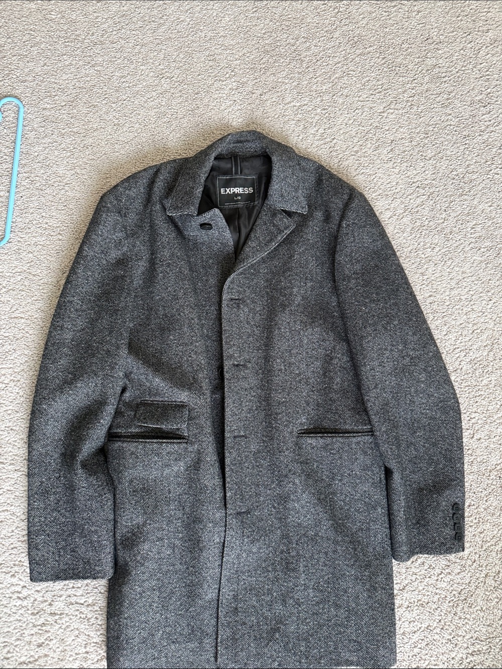 Express Men's Dark Gray Wool Pea Coat